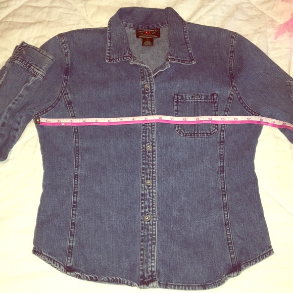 Vintage denim American eagle JEAN button down long sleeve western fitted top M - Picture 7 of 11